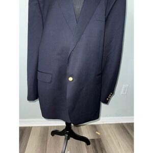 CHAPS Navy Blue Blazer Gold Buttons Classic Business Professional Office, Exc.